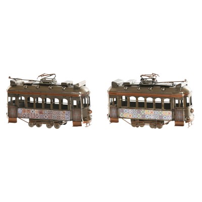 Figurine Décorative Home ESPRIT Doré Argenté Train Vintage 20 x 7 x 12 cm