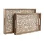 Set of trays Home ESPRIT White Natural Indian Man 44 x 29 x 5 cm (2 Units)