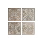 Décoration murale Home ESPRIT Blanc Naturel Floral 60 x 2,5 x 60 cm (4 Pièces)