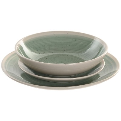Tableware Home ESPRIT White Green Stoneware 18 Pieces