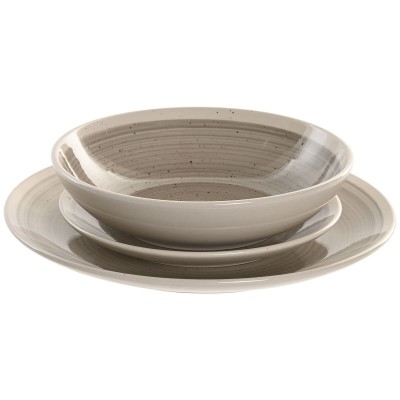 Tableware Home ESPRIT Beige Grey Stoneware 18 Pieces