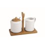Sugar Bowl Home ESPRIT White Bamboo Porcelain 19,5 x 9 x 17 cm 2 Pieces