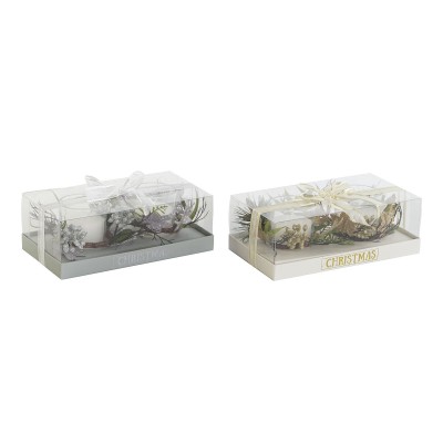 Candles DKD Home Decor Golden Silver Christmas 10 x 10 x 7 cm (2 Units)