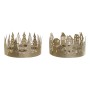 Candleholder DKD Home Decor Golden Natural Metal 16,5 x 16,5 x 8,5 cm (2 Units)
