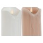 Bougie LED DKD Home Decor Blanc Rose clair 7.5 x 7.5 x 20 cm 7,5 x 7,5 x 20 cm (AA) (2 Unités)