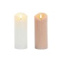 Bougie LED DKD Home Decor Blanc Rose clair 7.5 x 7.5 x 20 cm 7,5 x 7,5 x 20 cm (AA) (2 Unités)