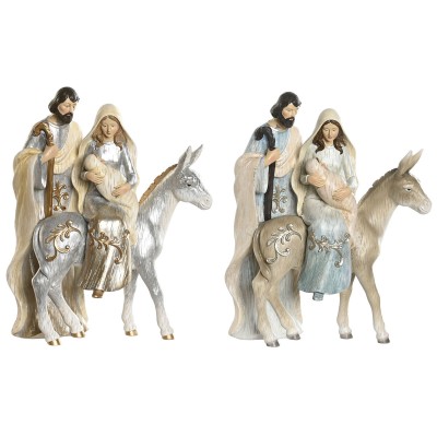 Crèche de Noël DKD Home Decor Bleu Blanc Marron Argenté Résine 23,5 x 16 x 32 cm (2 Unités)