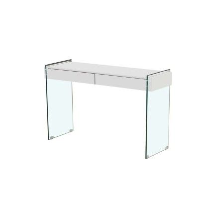 Console DKD Home Decor Blanc Transparent Verre Bois MDF 120 x 40 x 76 cm (1 Unité)