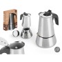 Italian Coffee Pot Kinvara S12AA-9T Black Silver Steel 9 Cups