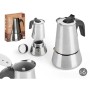 Italian Coffee Pot Kinvara S12AA-6T Black Silver Steel 6 Cups