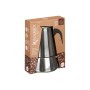 Italian Coffee Pot Kinvara S12AA-6T Black Silver Steel 6 Cups