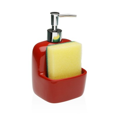Soap Dispenser Versa Red Ceramic 9,4 x 17,8 x 10,5 cm