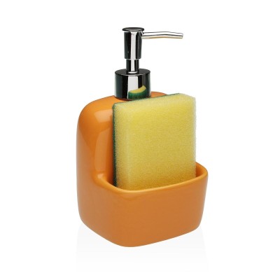 Soap Dispenser Versa Orange Ceramic 9,4 x 17,8 x 10,5 cm