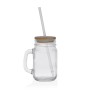 Jar with Lid and Straw Versa wicker Glass Bamboo Crystal polypropylene