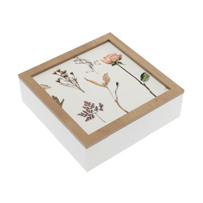 Boîte Décorative Versa Bois MDF Fleurs
