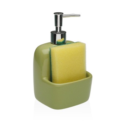 Soap Dispenser Versa Green Ceramic 9,4 x 17,8 x 10,5 cm