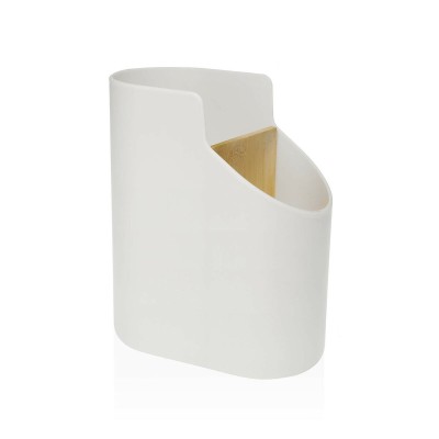 Pot pour ustensiles de cuisine Versa Bambou ABS 8,5 x 17,6 x 15 cm Blanc