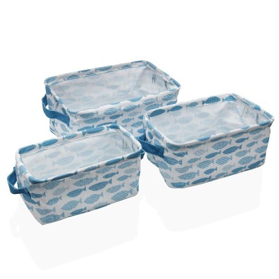 Basket set Versa Aqua 18 x 14 x 28 cm 28 x 18 x 14 cm Fish