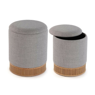 Pouf convertible Versa Gris Bambou Bois MDF