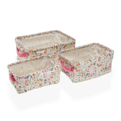 Basket set Versa 18 x 14 x 28 cm Flowers