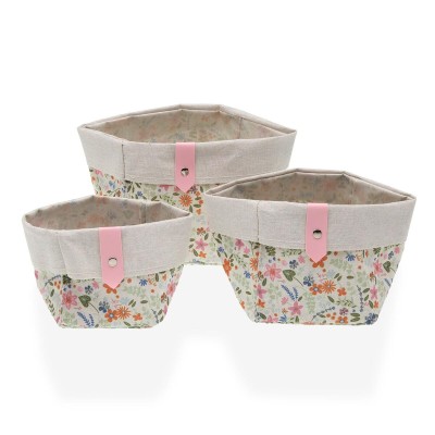 Basket set Versa 14 x 14 x 14 cm Flowers