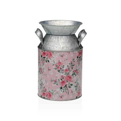 Vase Versa Rose Métal Fleurs 13 x 15,5 x 21 cm