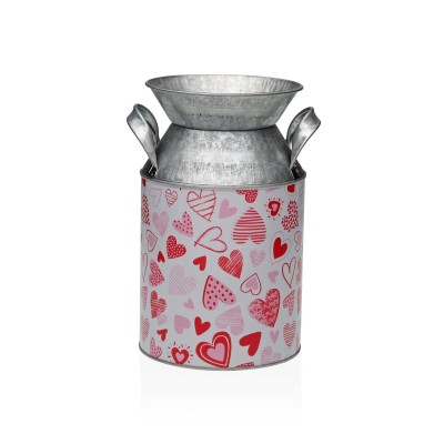 Vase Versa Rouge Métal Coeurs 13 x 15,5 x 21 cm