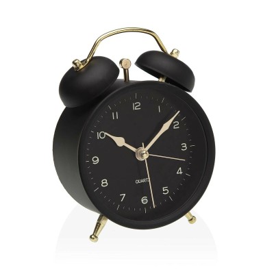 Pendule Réveil Versa Noir Métal 5,4 x 13,5 x 9,7 cm