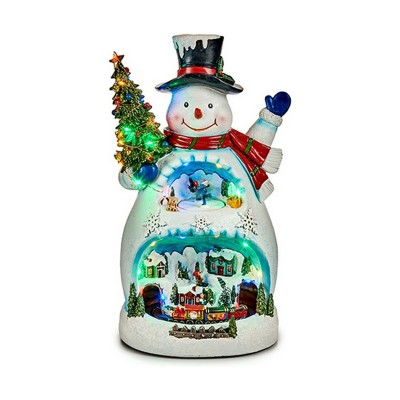 Décoration 25,5 x 47 x 29 cm Bonhomme de Neige ville Blanc Résine