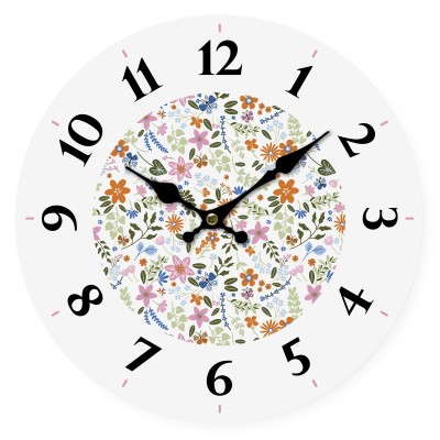 Horloge Murale Versa Bois Fleurs 4 x 30 x 30 cm
