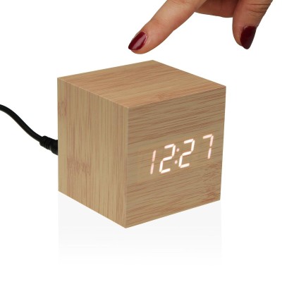 Pendule Réveil Versa Bois MDF Minimaliste 6,4 x 6,3 x 6,4 cm