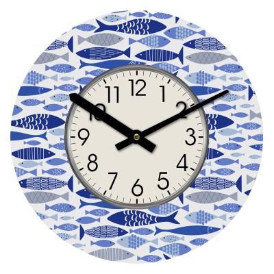 Horloge Murale Versa Bois Poissons 4 x 30 x 30 cm