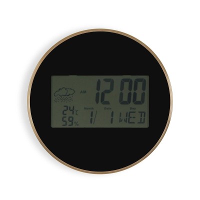 Horloge Murale Versa Noir Plastique Minimaliste 4,1 x 30 x 30 cm