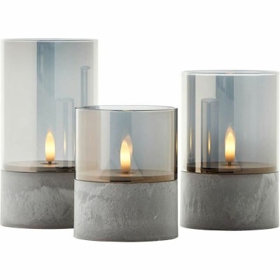 Bougie LED Brilliant Gris Métal 3 Unités