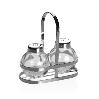 Salt and Pepper Shakers Versa Silver Metal Crystal