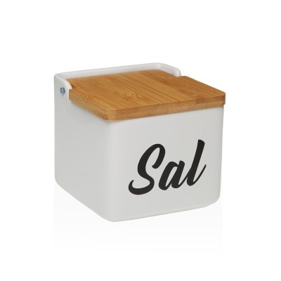 Salt Shaker with Lid Versa Sal White Ceramic 12,2 x 11,5 x 12,2 cm