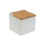 Salt Shaker with Lid Versa White Ceramic Bamboo Dolomite 11 x 11 x 11 cm