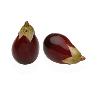 Salt and Pepper Shakers Versa Ceramic Dolomite Aubergine 8,5 X 5,3 X 5,1 CM