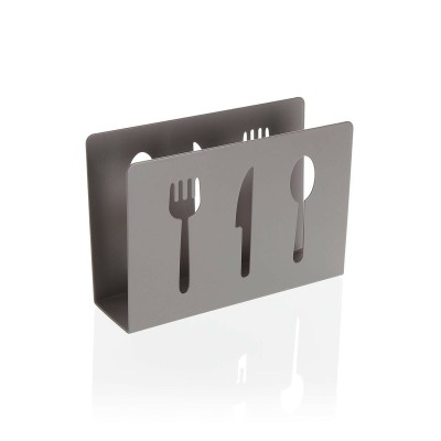 Porte-serviettes Versa Gris Métal Céramique Acier Fer 4,5 x 10 x 15 cm Couverts
