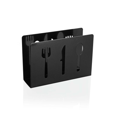 Porte-serviettes Versa Noir Métal Céramique Acier Fer 4,5 x 10 x 15 cm Couverts