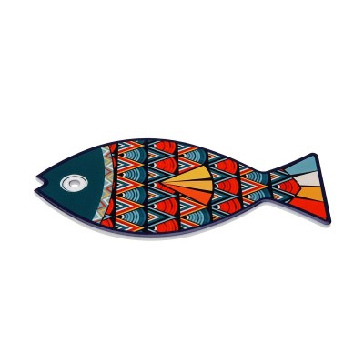 Table Mat Versa Green Cork Ceramic Fish 14 x 0,7 x 20 cm