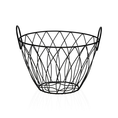 Fruit Bowl Versa Black Metal Steel 19,5 X 21,5 X 28,5 CM