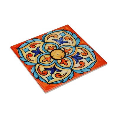Table Mat Versa Blue Orange Cork Ceramic Tile 20 X 0,6 X 20 CM