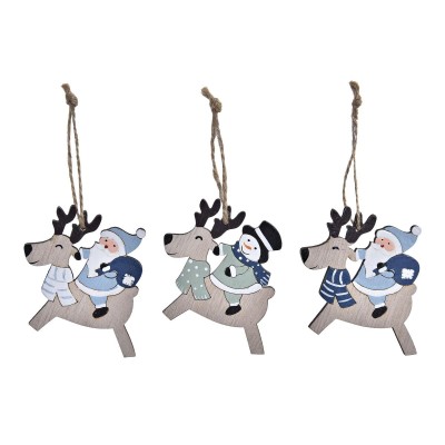 Christmas Decorations Set DKD Home Decor Reindeer MDF Wood (21 x 8 x 1,5 cm) (8 cm)
