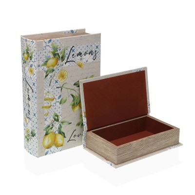 Boîte Décorative Versa Toile Bois MDF Citron
