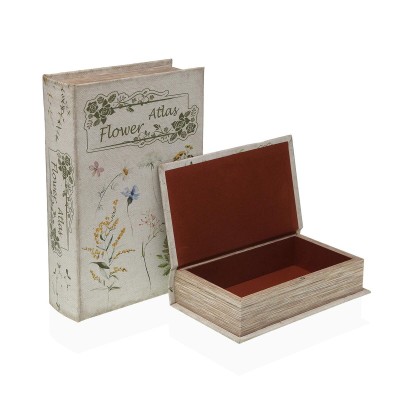 Decorative box Versa Canvas MDF Wood Flowers