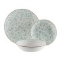 Tableware Versa Turquoise Porcelain Flowers 18 Pieces
