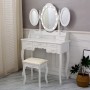 Coiffeuse Versa Blanc Bois Verre Bois MDF 40 X 144 X 90 CM