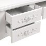 Coiffeuse Versa Blanc Bois Verre Bois MDF 40 X 144 X 90 CM