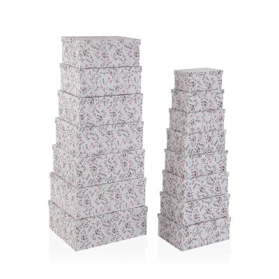 Set of decorative boxes Versa Caprice Cardboard (15 Pieces)